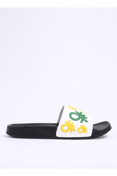 Benetton Ανδρικές Παντόφλες Μαύρο-Λευκό BN-1260