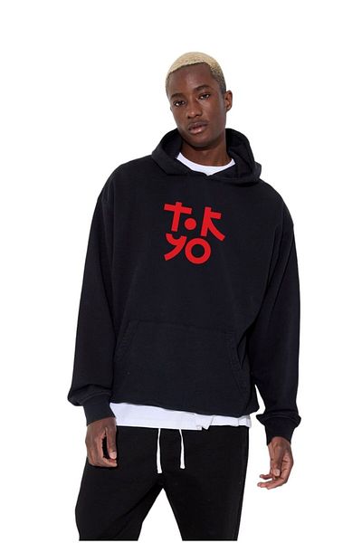 BENROMA Unisex μοτίβο εμπριμέ κουκούλα μαύρο swaet