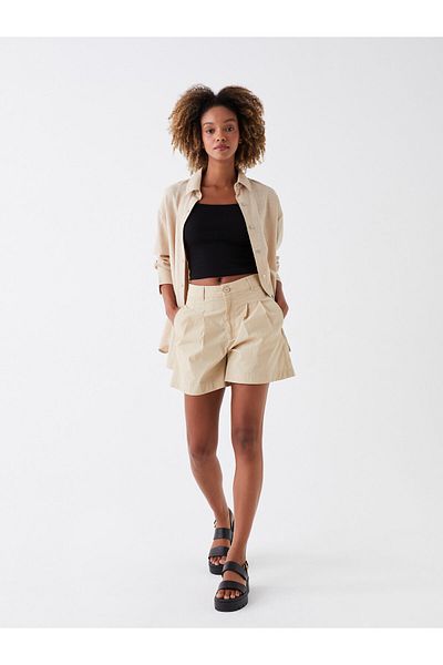 LC Waikiki Schlichte Popeline-Shorts für Damen in bequemer Passform