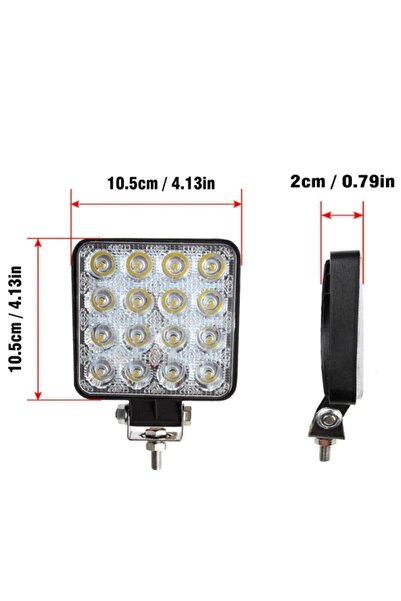 FESAN 16 Ledli Off Road Çalışma Lambası Sis Farı 12 Volt 48 Watt