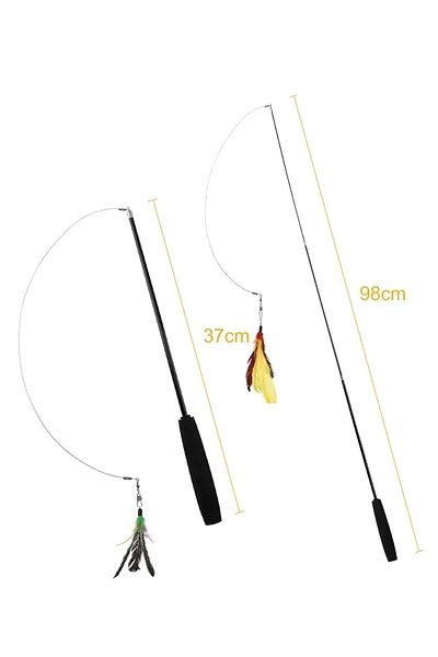 Buffer ® Telescopic Furry and Bell Height Adjustable Elastic Fun Plush Cat Play Fishing Rod