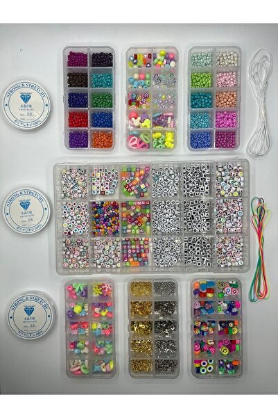 Egem aksesuar 7 Kutulu Mega Takı Yapım Seti Dev Boy Kum Boncuk Yok Yok