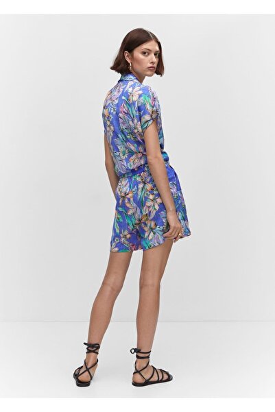 MANGO Woman Tropikal desenli şort