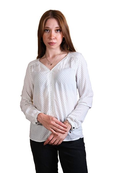 Blues Outlet Γυναικείο Thin Polka Dot V Buluz-λευκό