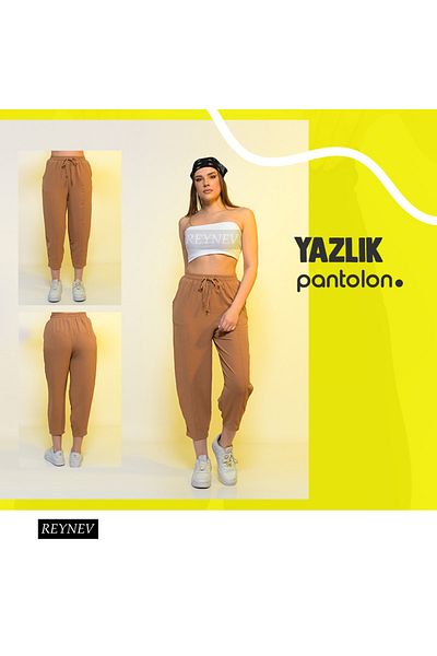 REYNEV Elastic Waist Ayrobin Shalwar Women's High Waist Slim Summer, Comfortable Cotton Slouchy Summer Trousers