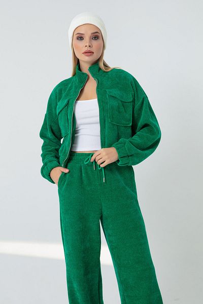 Lafaba Women's Green Double Velvet Suit