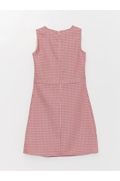 LC Waikiki Plaid Patterned Girl's Crew Neck Dress