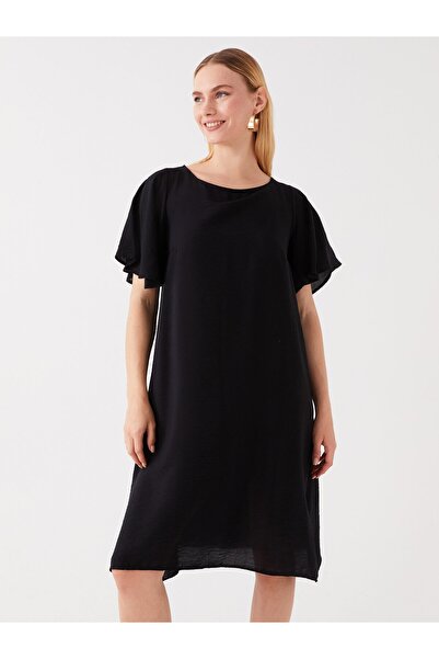 LC Waikiki Dámské šaty – výstřih s výstřihem, rovný střih, krátký rukáv