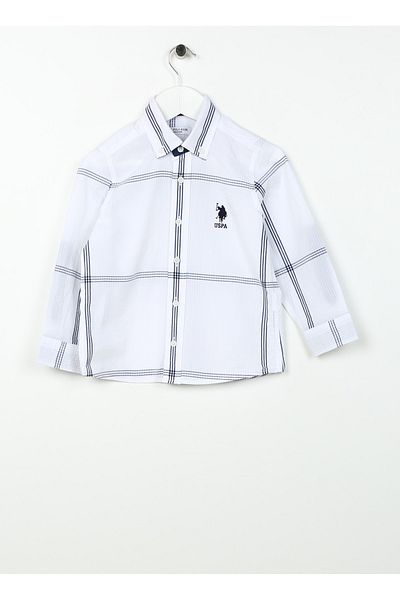 U.S. Polo Assn. Πόλο Ασν. Λευκό αγόρι πουκάμισο - με σχέδιο, MILASOKIDS