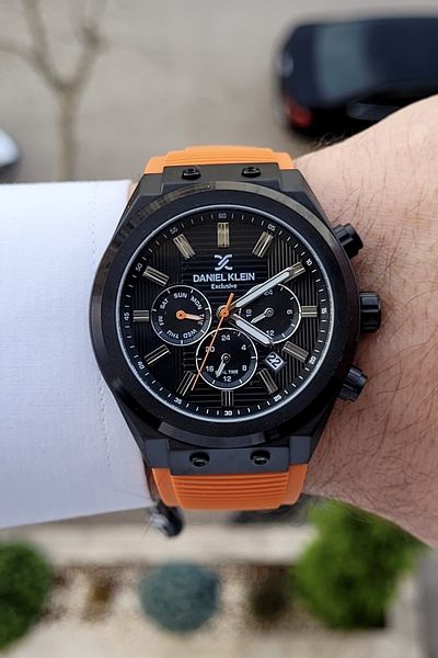 Daniel Klein Inside Indicators Active Function Case Black Cord Orange Color Men's Wristwatch