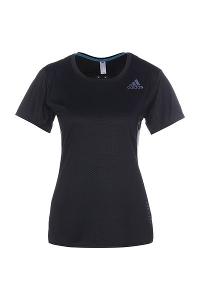 adidas Women Sportswear Fit Brand Logo Short Sleeves Training Top, Black