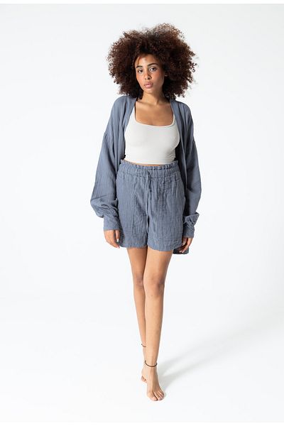 RUBYSTARS Dark Gray Long Sleeve Relaxed Cut Muslin Kimono