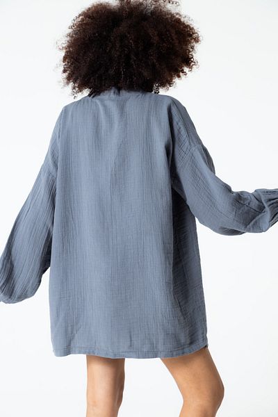 RUBYSTARS Dark Gray Long Sleeve Relaxed Cut Muslin Kimono