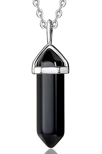 Tesbih Atölyesi Certified Nail Model Crystal Quartz-obsidian Natural Stone Couple Lover Necklaces