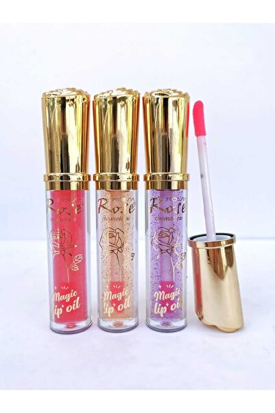 Roesıa Rose Cosmetics Rose 3 Adet 24K Gold Sihirli Dudak Parlatıcı Serisi - Magic Lip Oil