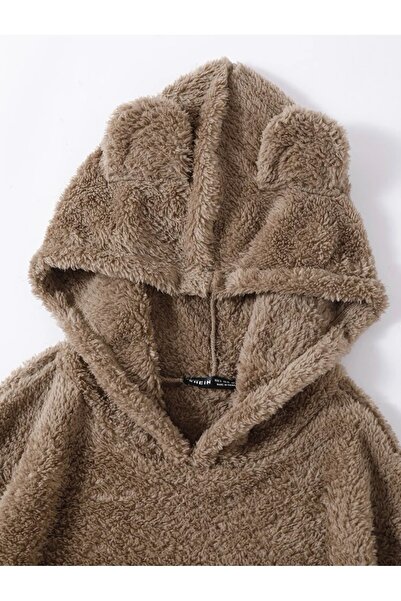 MOONBULL Γυναικείο βελούδινο φούτερ με λεπτομέρεια με κουκούλα Oversize