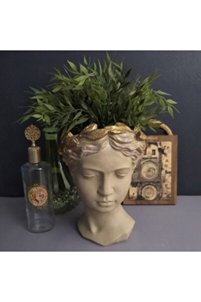 Tual Hobi Sanat Helen Heykel Saksı 25x17cm Dekoratif Obje Büst Biblo Ev Ofis ...
