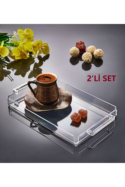 ASlife Home Acrylic Presentation Tray with 2 Handles Decorative Tray