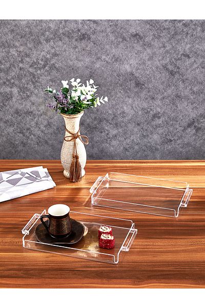 ASlife Home Acrylic Presentation Tray with 2 Handles Decorative Tray