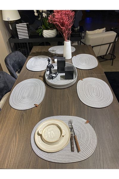 MaVaux Set farfurie ovale din iută și vase de pâine Wicker Blaundus