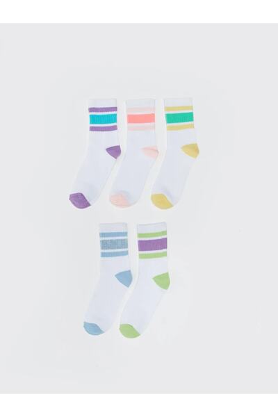 LC Waikiki Цветни чорапи с блокове за момичета, 5 чифта