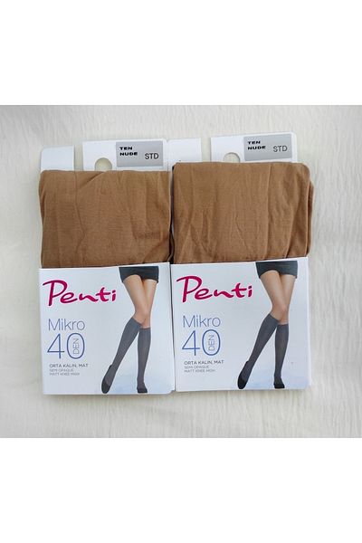 Penti Micro 40 Denim Medium Thick Matte Trousers (Below Knee) Socks 2 PACK