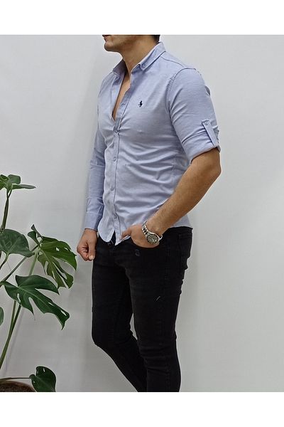YNGMENCLASS Cămașă slim-fit din lycra cu mâneci Oxford