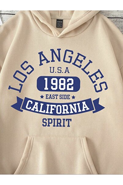 MOONBULL Unisex mikina Losangels Printed Oversize s kapucí