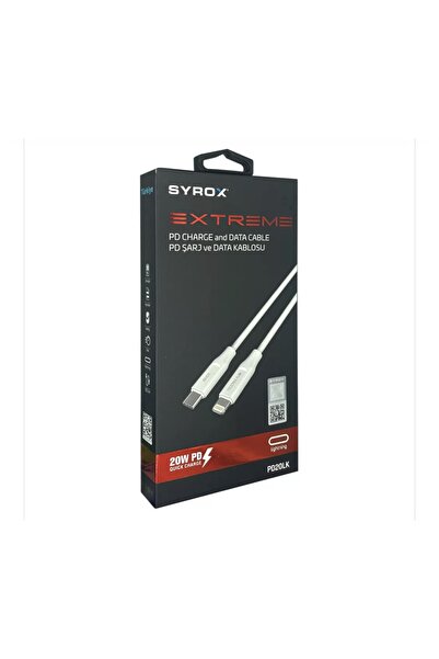 Syrox iPhone Hızlı Şarj Kablosu Type-C to Iphone 20W Pd Şarj Kablosu