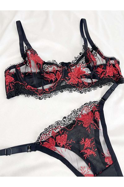 WİNTEX PREMIUM SERIES LACE AND TULLE DETAILED BRA SET