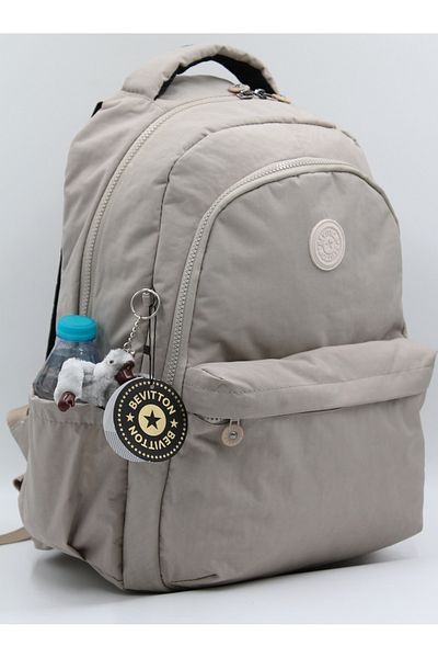 Bevitton Daily Crinkle Fabric Unisex School Backpack 2200 Beige