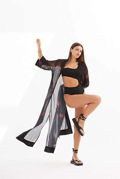 Mozto Madelyn Batik Printed Tulle Kimono
