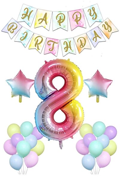 Bkmc Rainbow Concept Age Birthday Party Celebration Set; Number and Star Foil...