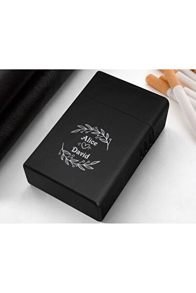 Bk Gift Kişiye Özel İsimli Siyah Metal Sigara Tabakası-5, Arkadaşa Hediye, İs...