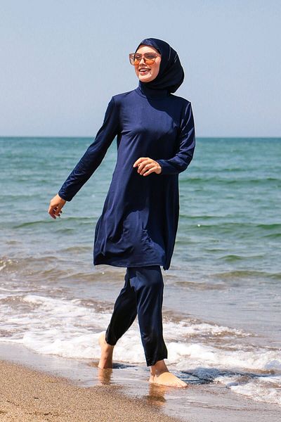 Marina 4-Piece Navy Blue Fully Covered Hijab Swimsuit 1969