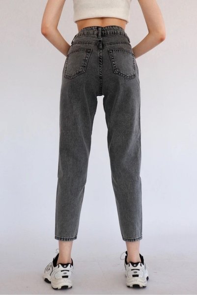 BROSERER Jane Women's Smoke Color Comfortable Mom Fit High Waist Jeans