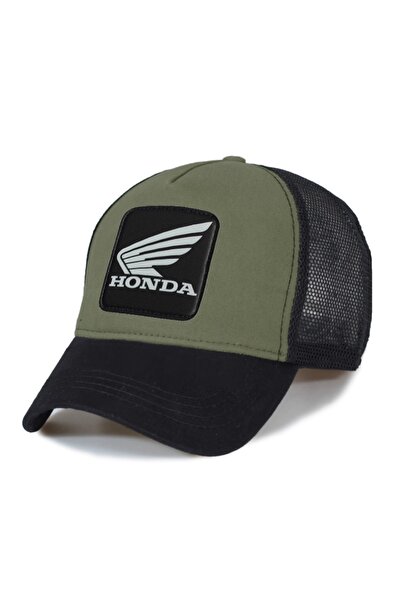 Trucker Honda Black Model Mesh Hat - Replaceable Leather Patch - Cotton - Uni...