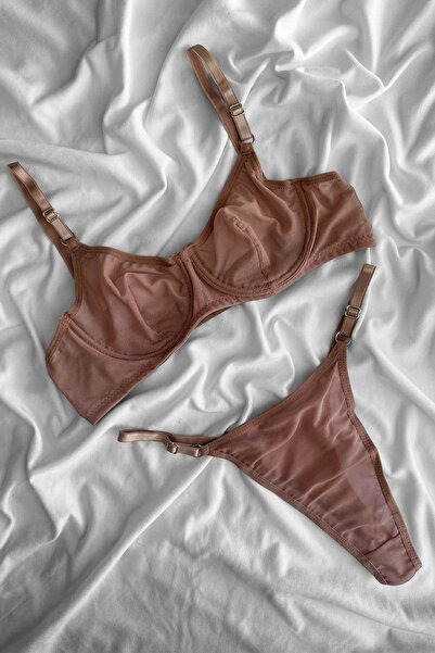 MAANGE Balenli Tül Sütyen Külot Ayar Halkalı İç Çamaşır Takımı