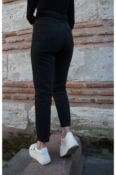 BROSERER Harold Women's Black Lycra Mom Jean Pants