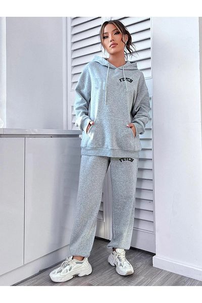 MODARİCH Σετ αθλητικής φόρμας Fetch Hooded Combination Dot-top - Grey printed Oversize Labber Legs