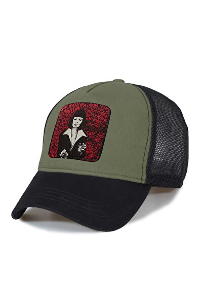 Trucker Hair Bıll Patterned Mesh Hat with Lettering on the Back - Replaceable...