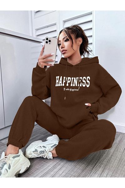 Machetta Σετ φόρμας με κουκούλα 3 κλωστών Unisex Happiness Double Printed