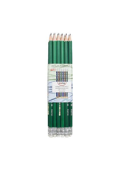 Fatih Cornered HB Pencil with Eraser 12 Pieces