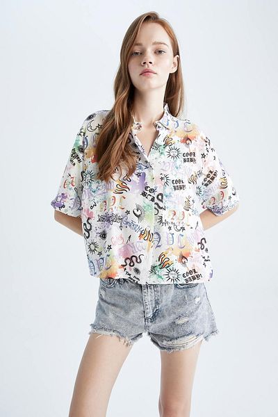 DeFacto Cămașă din viscoză cu model Cool Relax Fit