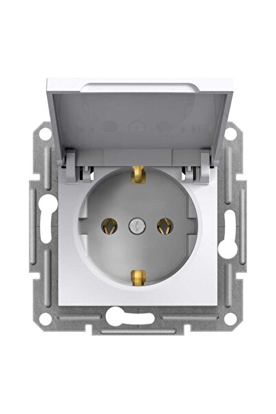 Schneider Electric مقبس كهربائي أبيض مزود بغطاء من شنايدر أسفورا بدون إطار - ...