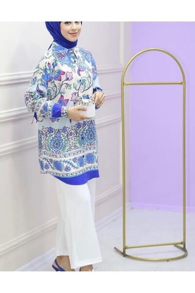 gacir Çicek Desenli Rahat Kalp Gömlek