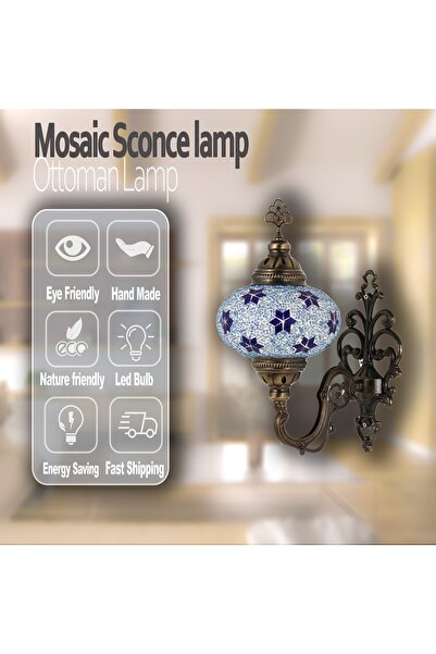 Genel Markalar El Yapımı Hediyelik Mozaik Duvar Lambası Otantik Osmanlı