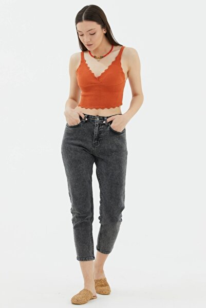 BROSERER Boris ženske dimljene Visok struk mekane udobne kroj Mom farmerke fa...