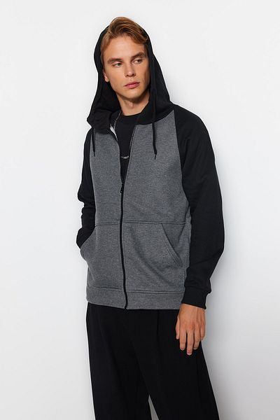 Trendyol Collection Anthrazitfarbenes Fleece/warmes Sweatshirt - Regular Fit TMNAW22sw0843