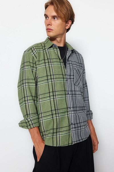 Trendyol Collection Color Block Plaid Lumberjack Shirt - Regular Fit TMNAW23GO00036